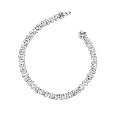 Pulsera tejido de diamantes en oro blanco 18k