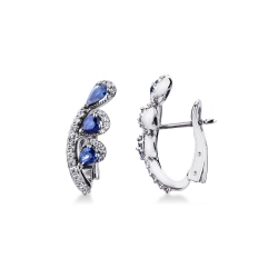Pendientes ramas oro blanco 18k con zafiros y diamantes