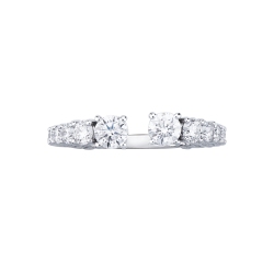 Anillo abierto de oro blanco 18k con diamantes  2