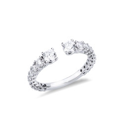 Anillo abierto de oro blanco 18k con diamantes