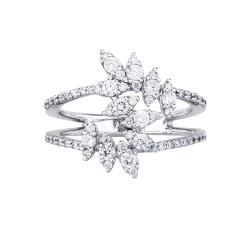 Anillo design dos hileras en oro blanco 18k con diamantes 2