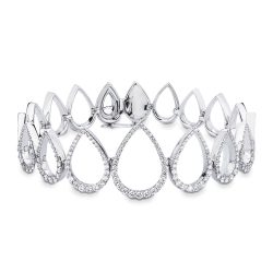 Pulsera fantasía en forma de gota en oro blanco