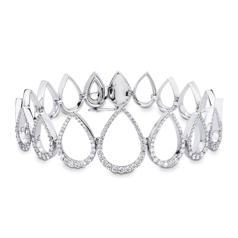 Pulsera fantasía en forma de gota en oro blanco  Pulsera fantasía en forma de gota en oro blanco