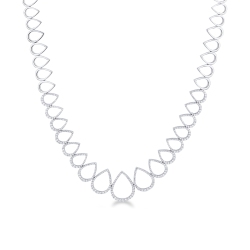 Gargantilla fantasía en forma de gota en oro blanco