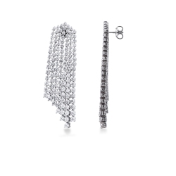 Pendientes cascada en oro 18k con 7 hileras de diamantes