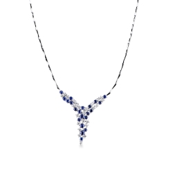 Gargantilla en oro blanco 18k con zafiros y diamantes