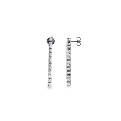 Pendientes tennis lineales en oro blanco 18k con diamantes