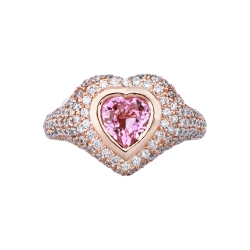 Anillo meñique en oro rosa 18k zafiro rosa y diamantes 2
