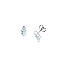 Pendientes en oro 750 con aguamarinas ovalada y diamantes