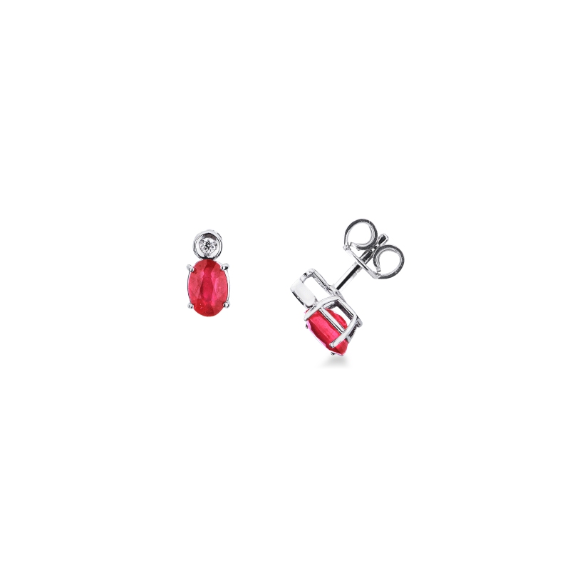 Pendientes en oro blanco 18k con rubies y diamantes Pendientes en oro blanco 18k con rubies y diamantes