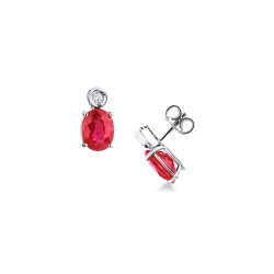 Pendientes en oro blanco 750 con rubies y diamantes