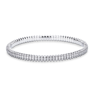 Pulsera elástica en oro blanco de 18k con diamantes