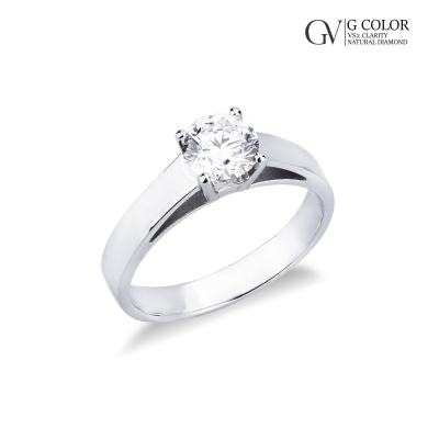 Anillo solitario en oro blanco 18K con diamante certificado IGI 0,90CT 