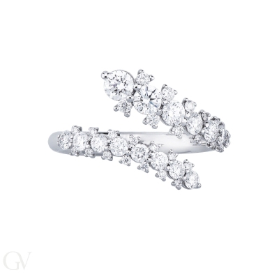 Anillo tu y yo en oro blanco con diamantes