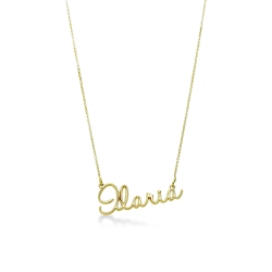 Collar con nombre en cursiva estilizada en oro amarillo 18k