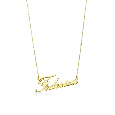 Collar personalizable en oro amarillo 18k con nombre en cursiva