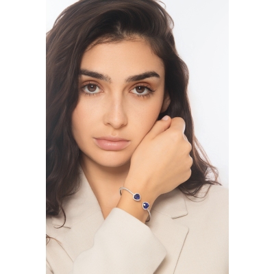 Pulsera oro blanco 18k zafiros corazón y diamantes