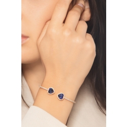 Brazalete en oro rosa con zafiros corazón y diamantes 2