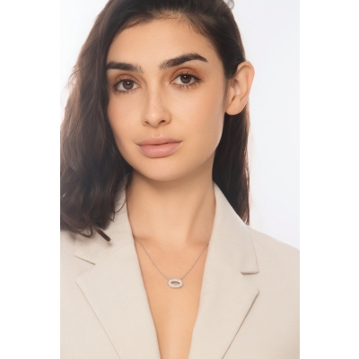 Gargantilla con eslabón ovalado pavé oro blanco 18k con diamantes