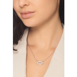 Gargantilla con eslabón ovalado pavé oro blanco 18k con diamantes 2