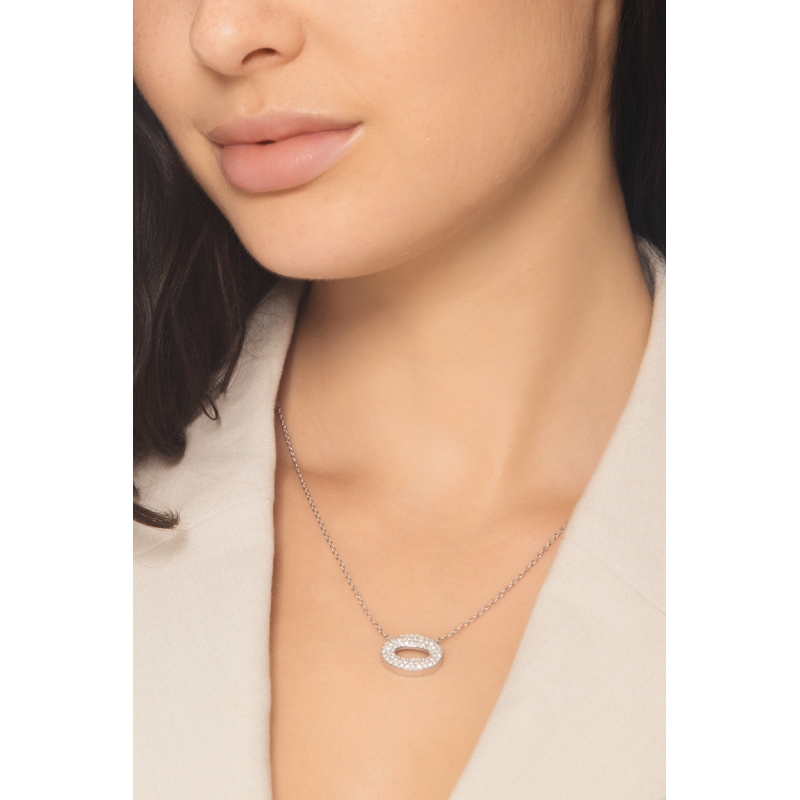 Gargantilla con eslabón ovalado pavé oro blanco 18k con diamantes Gargantilla con eslabón ovalado pavé oro blanco 18k con diamantes