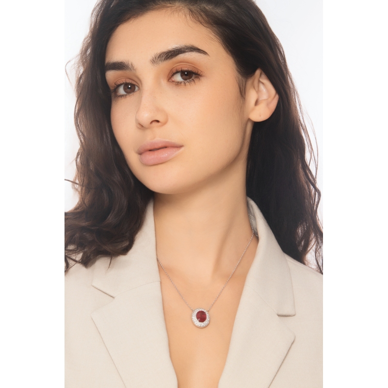 Gargantilla halo oro blanco 18k con rubí y diamantes Gargantilla halo oro blanco 18k con rubí y diamantes