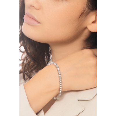 Pulsera en oro blanco 18k con diamantes tennis elástica