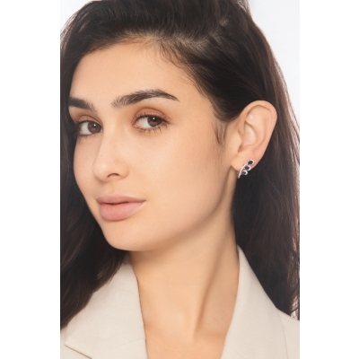 Pendientes ramas oro blanco 18k con zafiros y diamantes