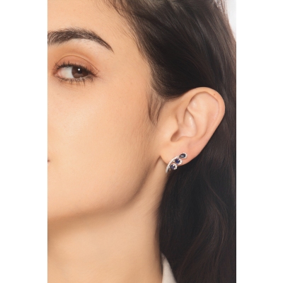 Pendientes ramas oro blanco 18k con zafiros y diamantes