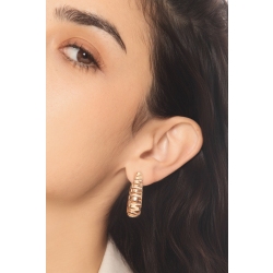 Pendientes oro rosa 18k con diamantes y acabado estriado 2