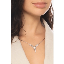 Collar en Y semirrígido en cascada en oro blanco 18k con diamantes 2