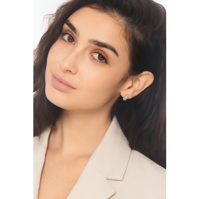 Pendientes tipo boton en oro blanco 18k con aguamarinas con diamante