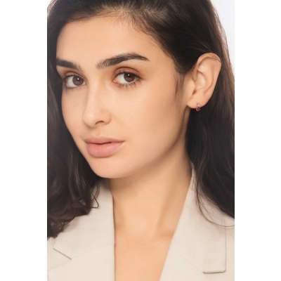 Pendientes en oro blanco 18k con rubies y diamantes