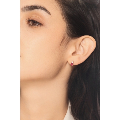 Pendientes en oro blanco 18k con rubies y diamantes