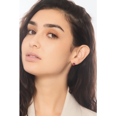 Pendientes en oro blanco 750 con rubies y diamantes