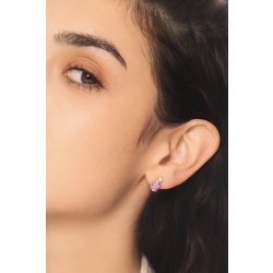 Pendientes en oro blanco 18k con zafiro rosa y diamante 2