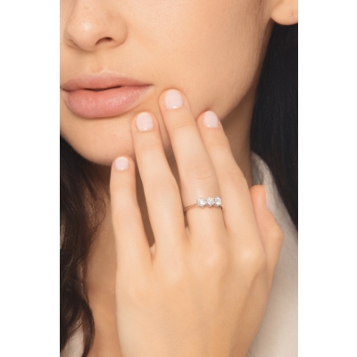 Anillos trilogy en oro blanco de 18 quilates con diamantes CT 0,75