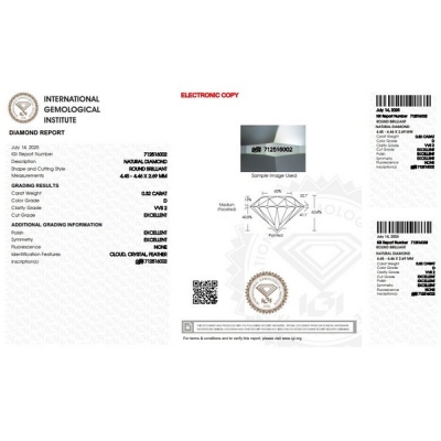 Diamante certificado IGI 0.32 CT E VS2 