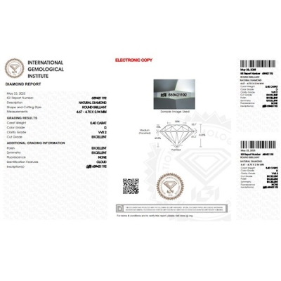 Diamante certificado IGI 0.40 CT D VVS2