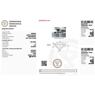 Diamante certificado IGI 0.50 CT E VS2