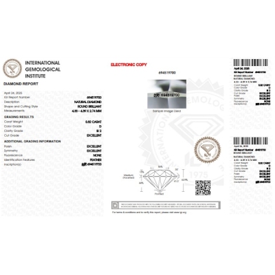 Diamante certificado IGI 0.32 CT D SI2
