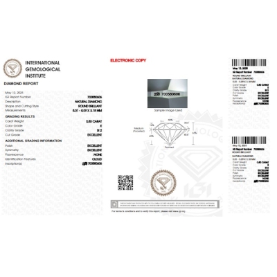 Diamante certificado IGI 0.50 CT E SI2