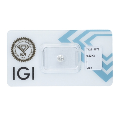 Diamante certificado IGI  0.52 CT F VS2