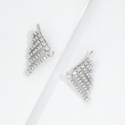 Pendientes cascada en oro blanco 18k con diamantes