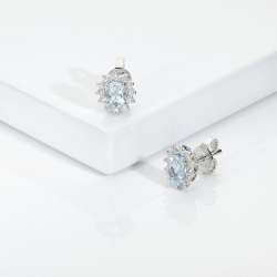 Pendientes en oro blanco 18k con aguamarina