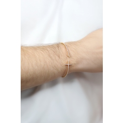 Pulsera flexible de oro rosa de 18 quilates con cruz de diamantes 2