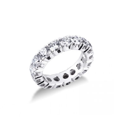 Anillo riviera con garra en oro blanco de 18k con diamantes