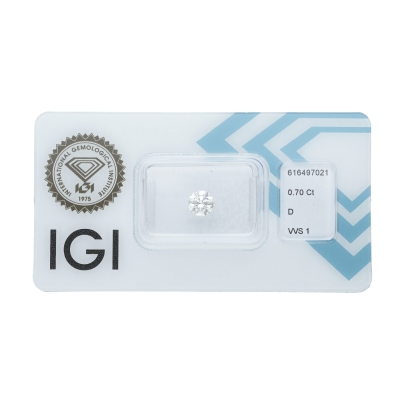 Diamante certificado IGI  0.70 CT D VVS1