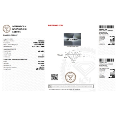 Diamante certificado IGI CT 0.50 F VS1