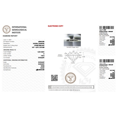 Diamante certificado IGI 0.30 CT D VVS2 